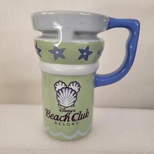 Disney's Beach Club Resort ceramic travel mug VTG has a unique twist on cover LG